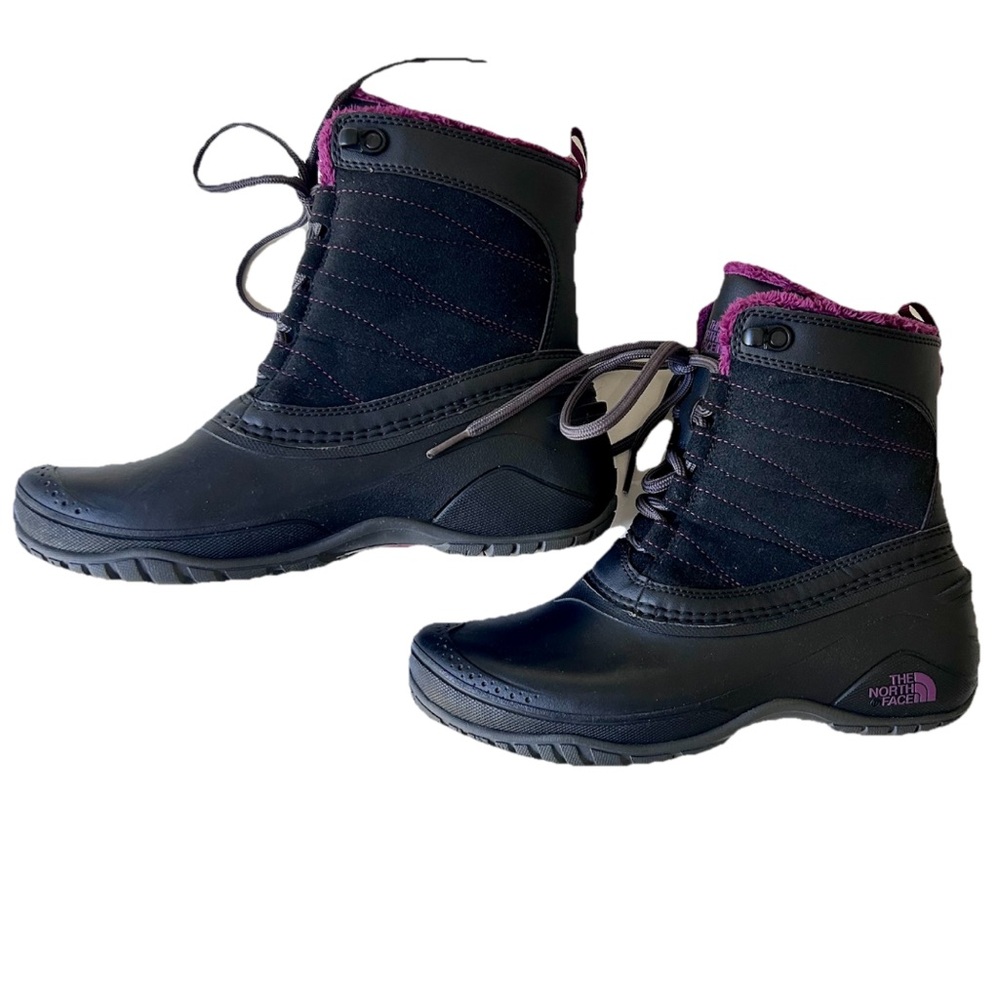 North Face 6.5 Stormkat Waterproof Boots Black Purple Lining Gorpcore NEW